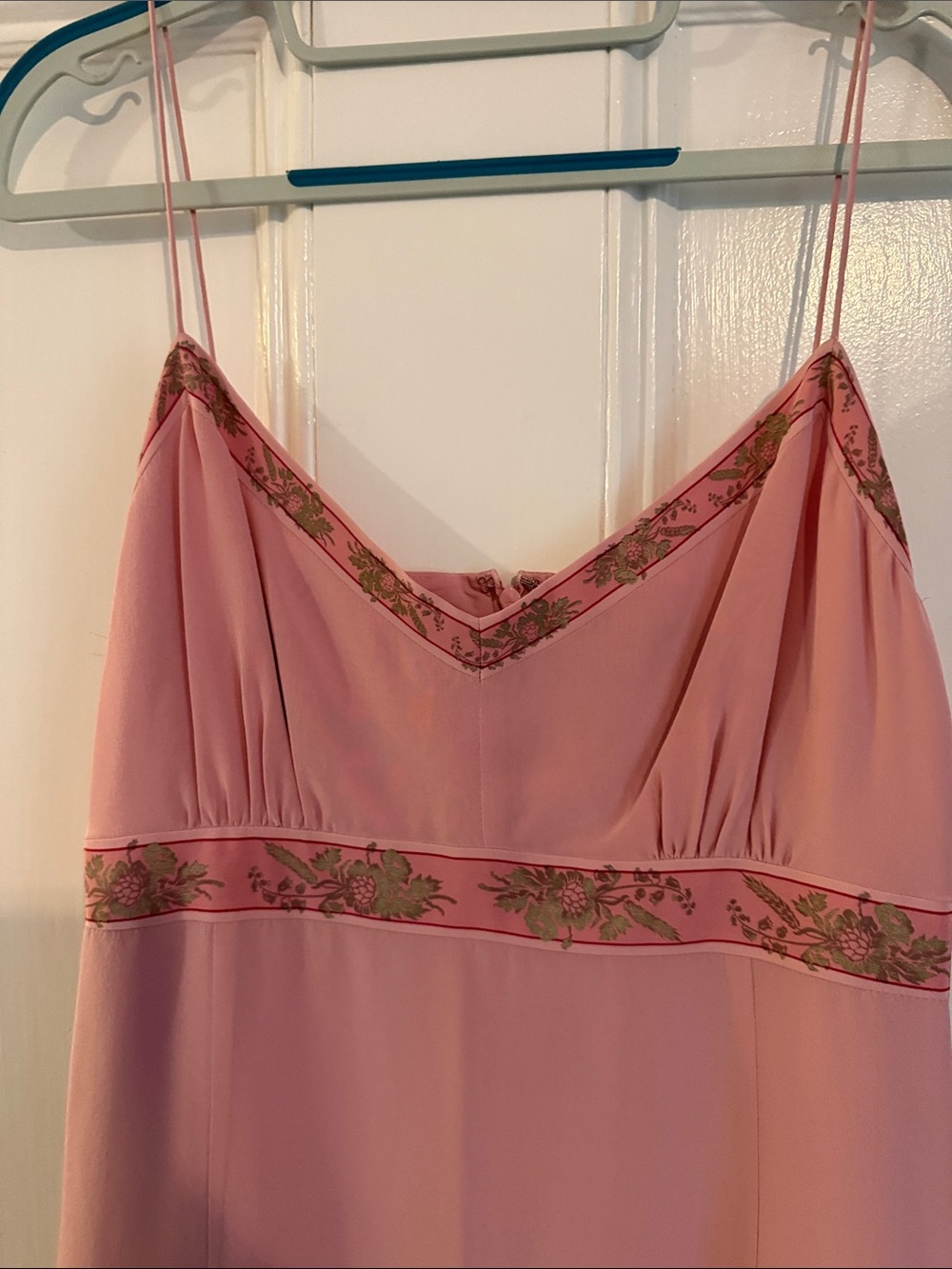 J. Crew Y2K Rose Pink Satin Slip Dress with Floral Trim Vintage 1999 2000 sz 12 - Picture 5 of 5